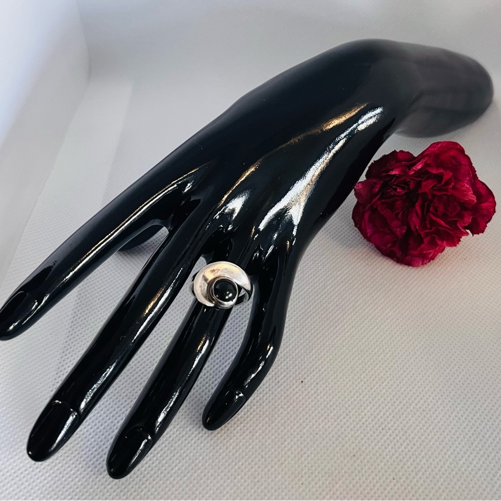 A Pretty Vintage Black Onyx 925 Silver Ring - Size 7.0 🖤 RARE!
